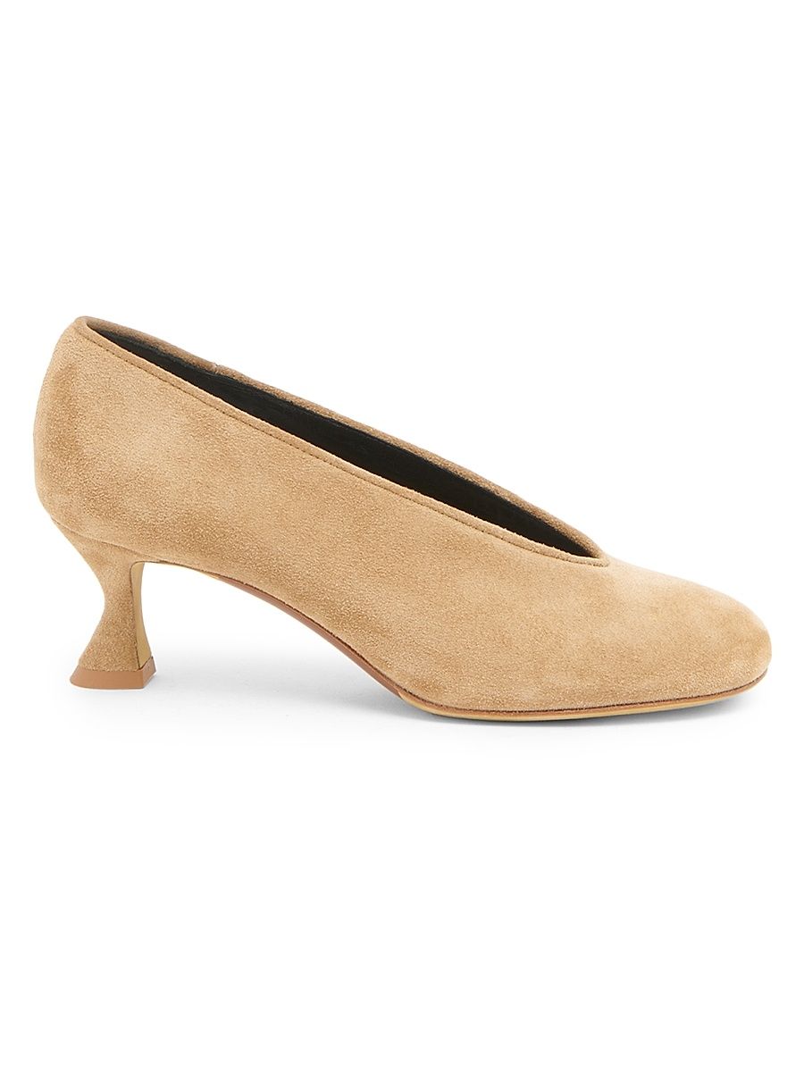 Women's 55MM Suede Duck-Heel Pumps - Beige - Size 11