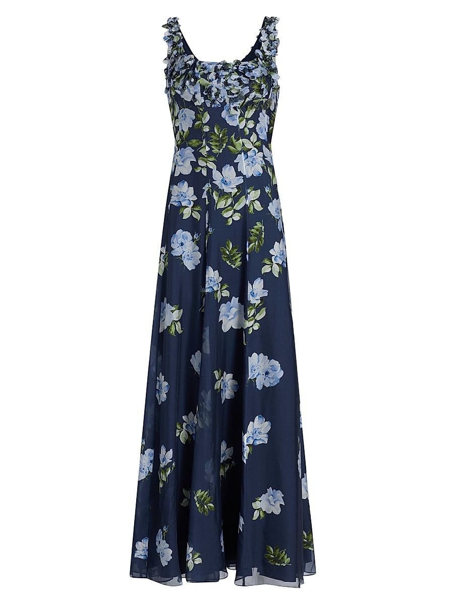Women's Indira Embellished Floral Gown - Corsage Degrade - Size 0