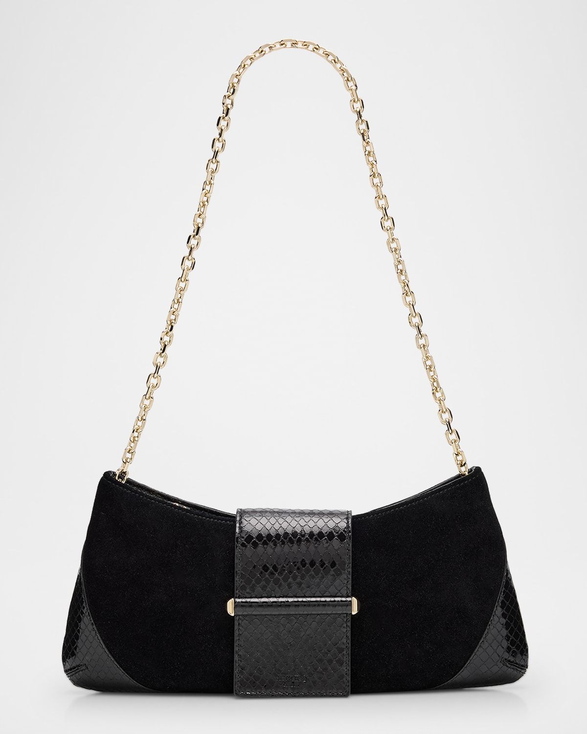 Bar Suede & Embossed Leather Shoulder Bag