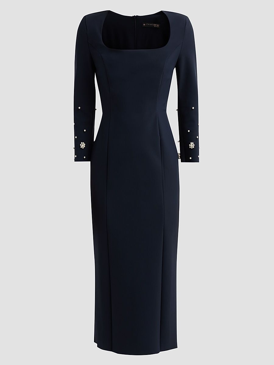 Women's Aquari Embellished Midi Dress - Dark Midnight - Size 8