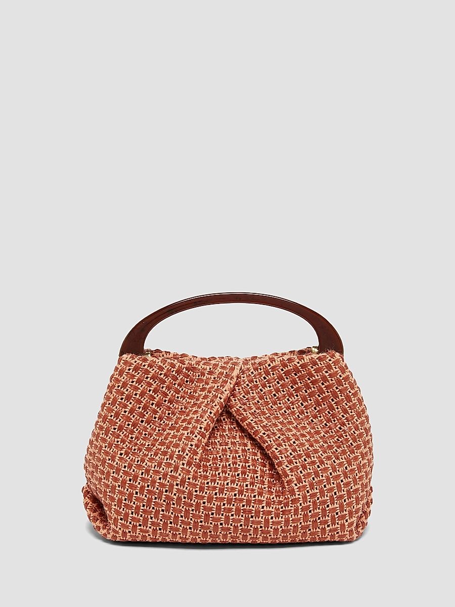 Women's Extra Small Woven Raffia Top Handle Bag - Wood