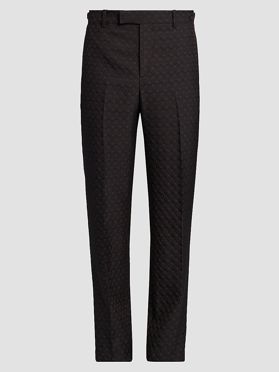 Men's Skull Jacquard Trousers - Brown - Size 40