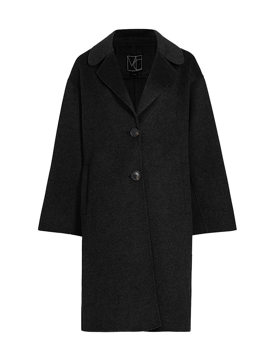 Women's Kelly Long Wool Cocoon Coat - Black - Size Large
