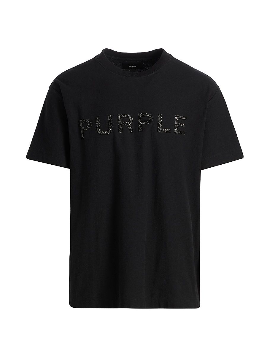 Men's Glitter Logo Cotton Jersey T-Shirt - Black - Size Small