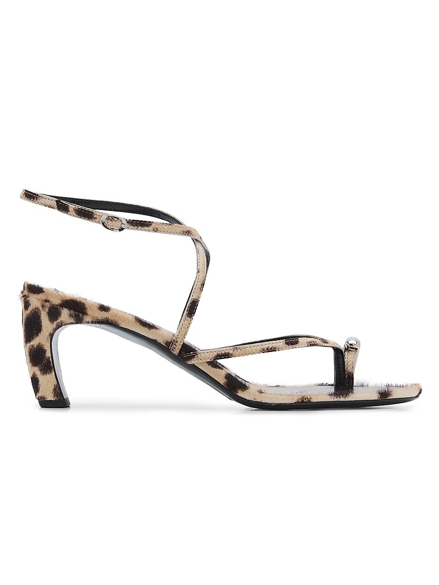 Women's Pierced 65MM Cheetah Calf Hair Sandals - Cheetah Spots - Size 9.5