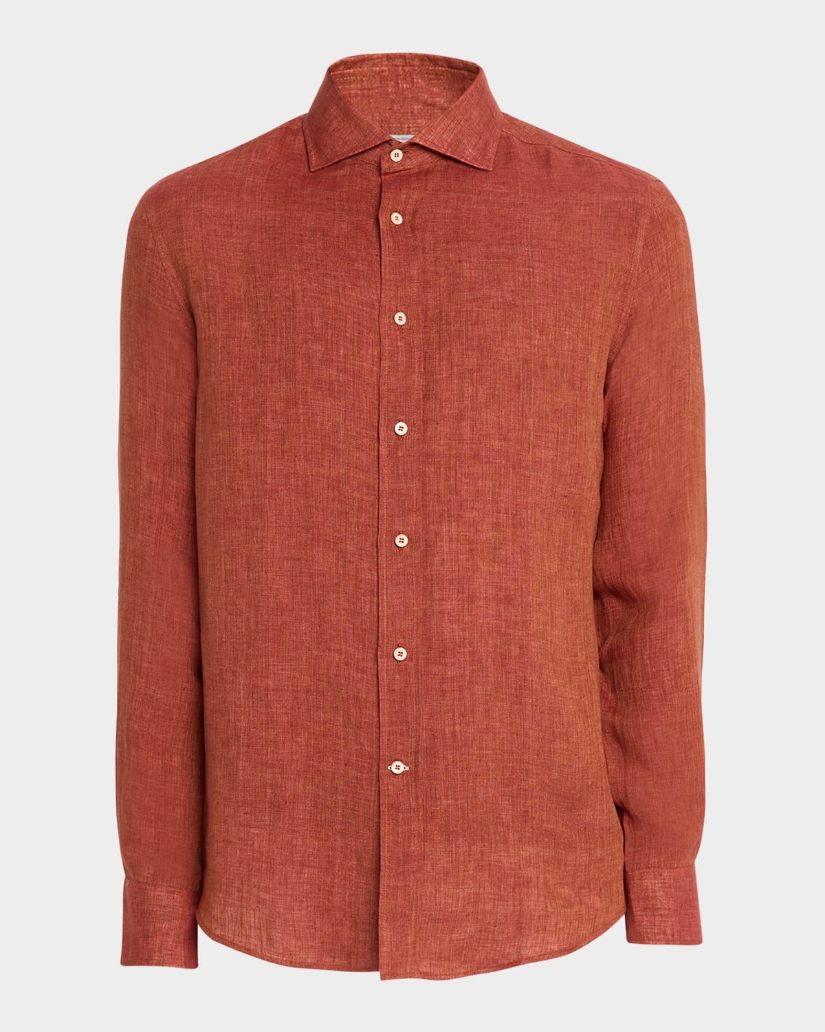 Men & apos;s Linen Spread Collar Button-Down Shirt