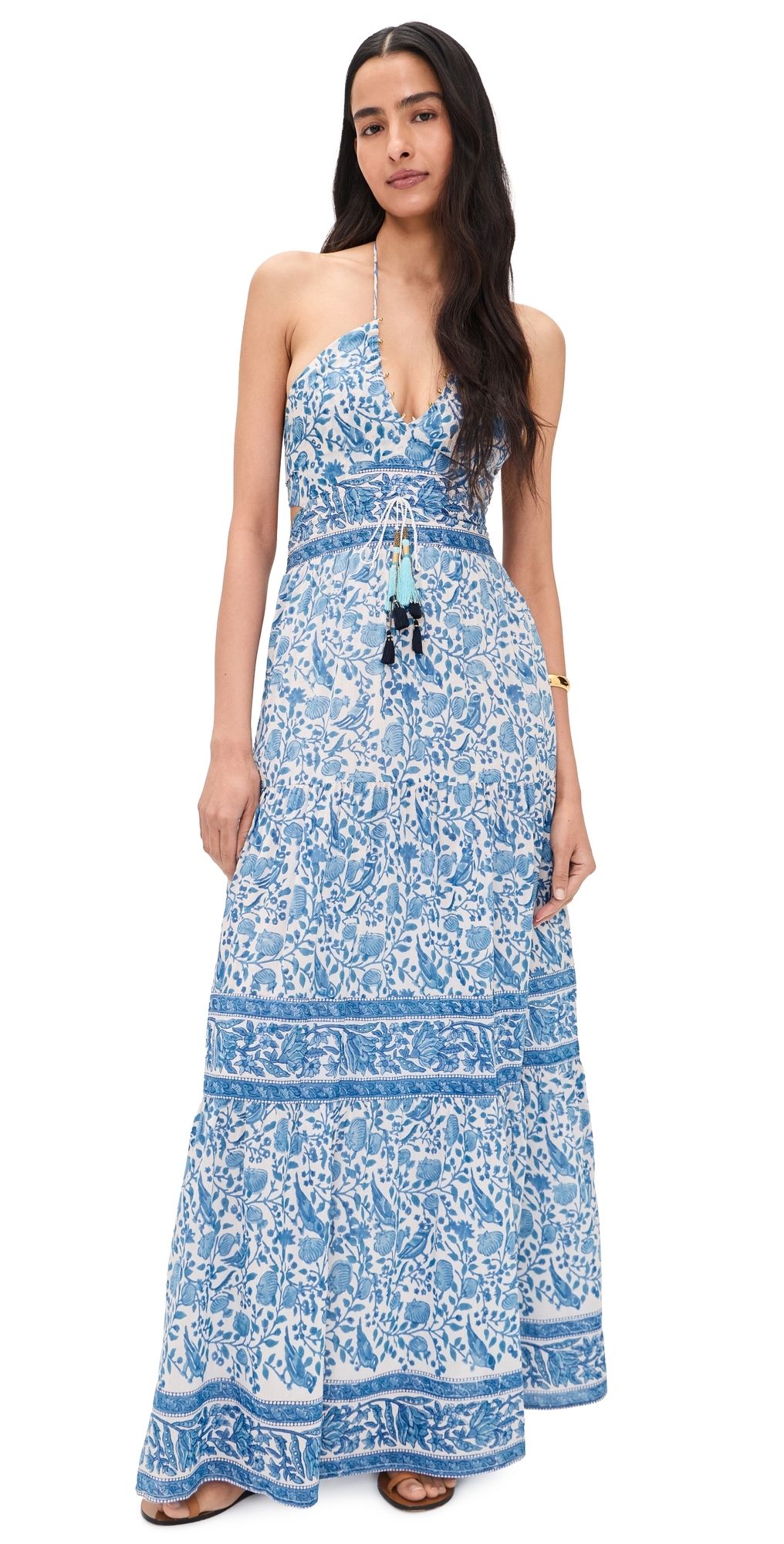 Bell Alexandria Maxi Dress Blue White XS