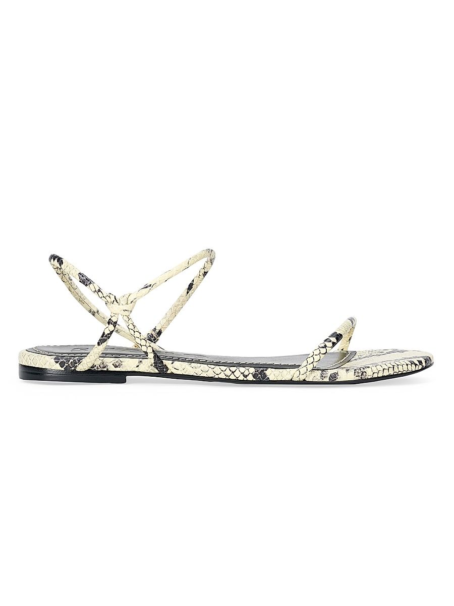 Women's Laurel Snakeskin-Embossed Leather Sandals - White Snake - Size 11
