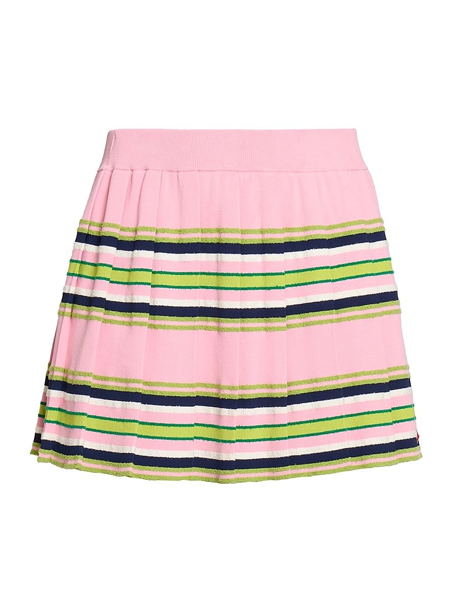 Women's Pleated Striped Miniskirt - Size XS