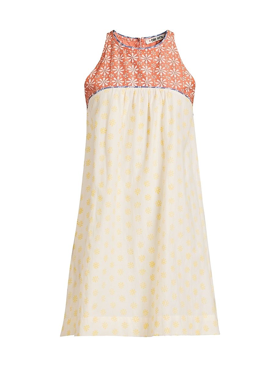 Women's Eros Floral-Colorblocked Cotton-Silk Minidress - Palma - Size Medium