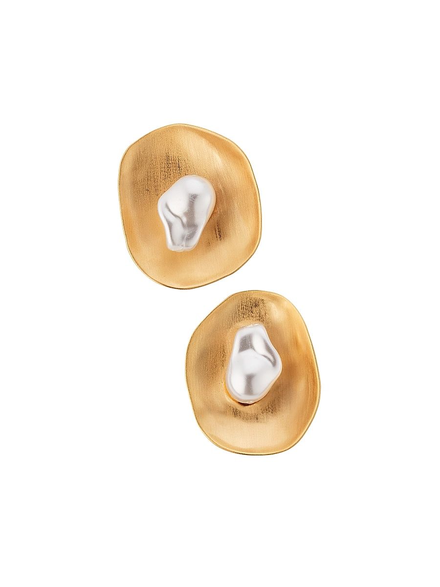 Women's Marzia Goldtone & Imitation Pearl Stud Earrings - Gold