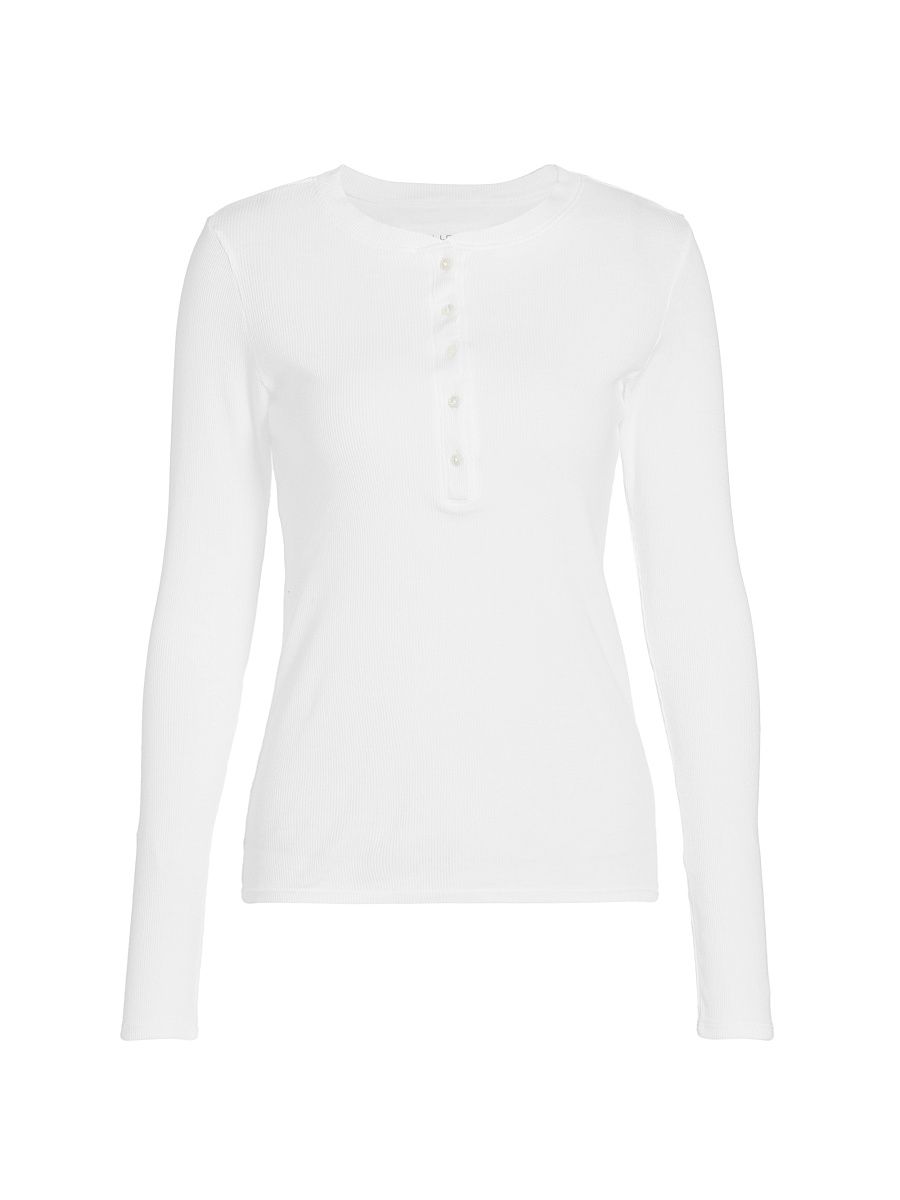 Women's Jordan Rib-Knit Henley Top - White - Size Large