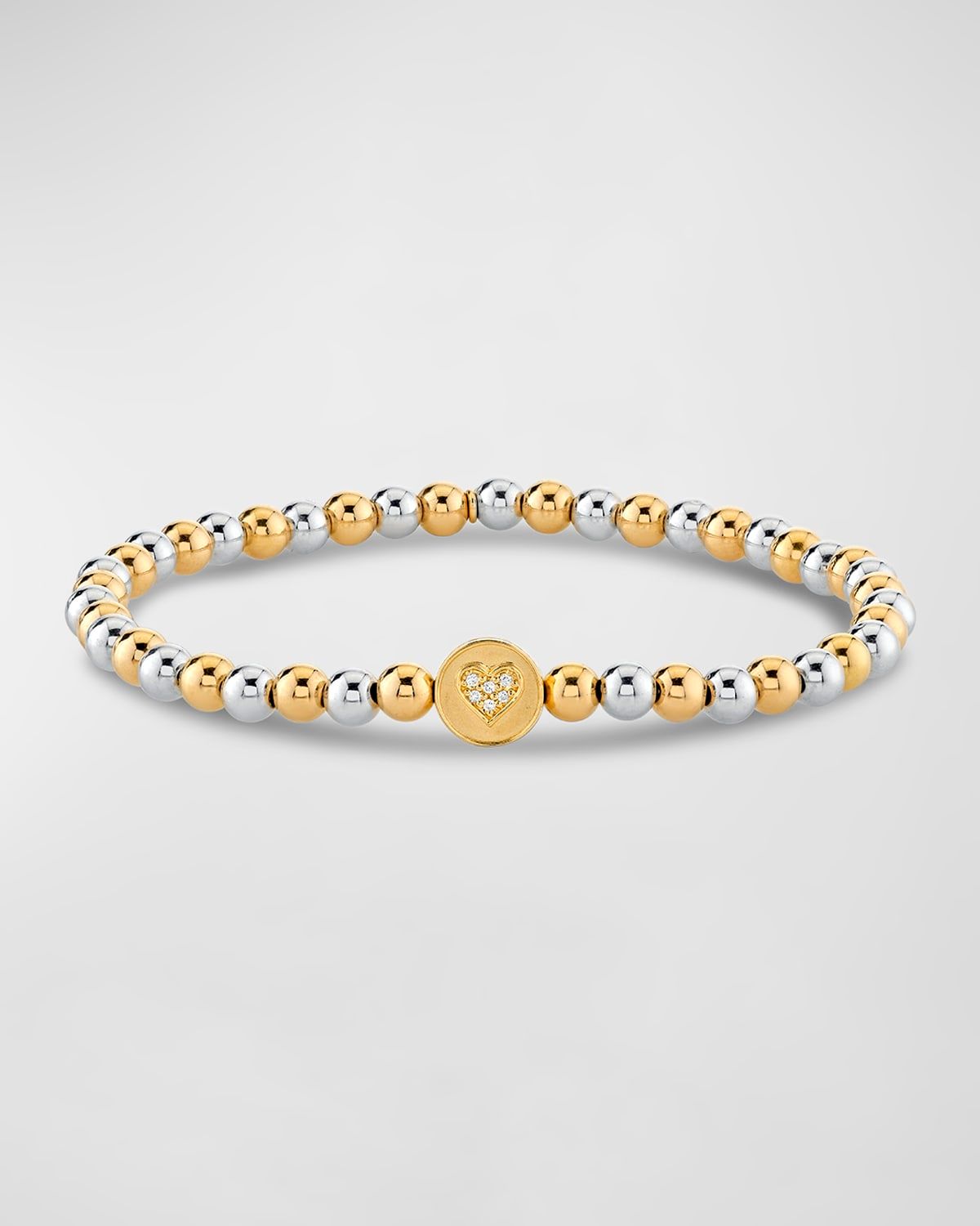 Peace and Love Bead on Bead 14K Two-Tone Round Bracelet
