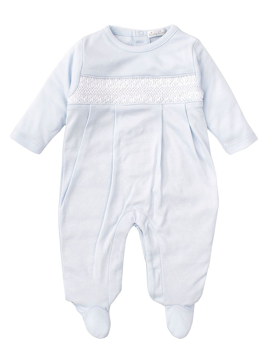 Baby Boy's Charmed Smocked Cotton Footie - Light Blue - Size 3 Months