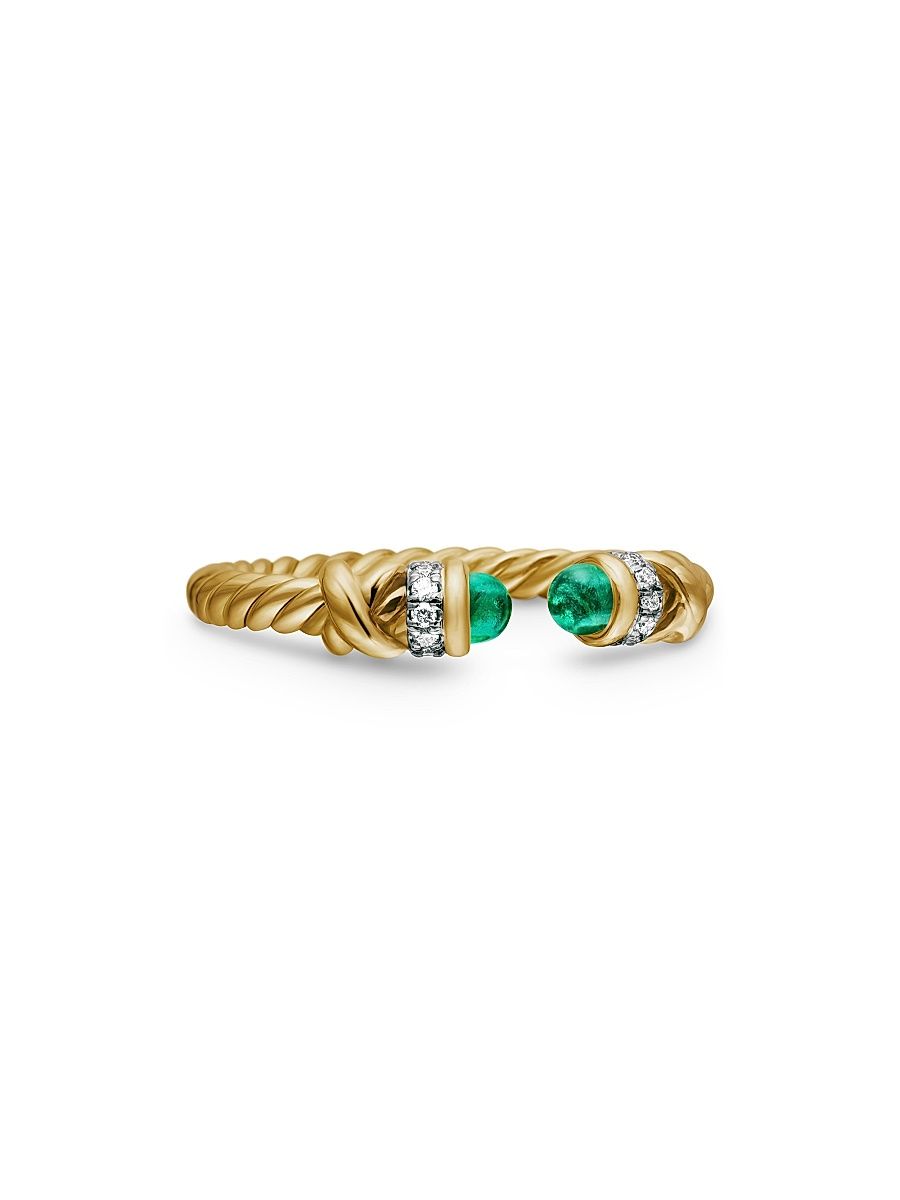 Women's Petite Helena Ring in 18K Yellow Gold - Emerald - Size 7
