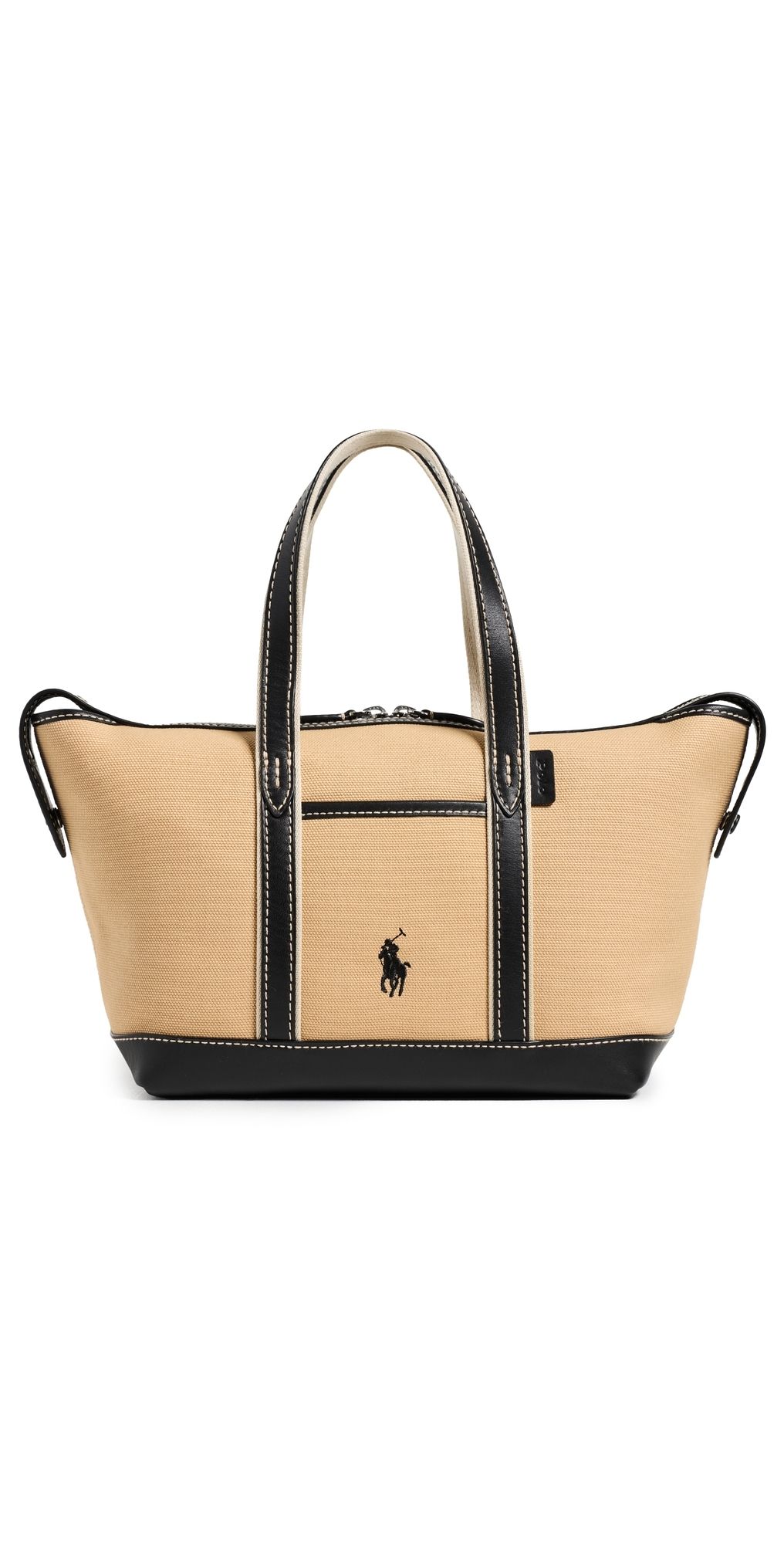 Polo Ralph Lauren Cotton Canvas Small Shopper Tote Porcelain/Black One Size