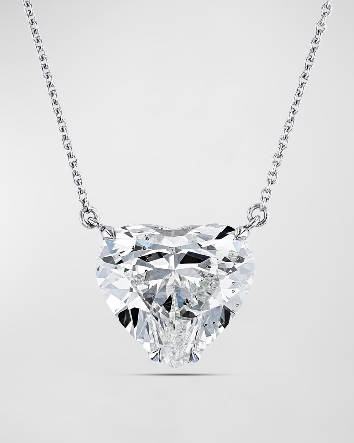 Platinum Large Floating Heart-Cut Diamond Pendant Necklace, 8.22tcw, 16"