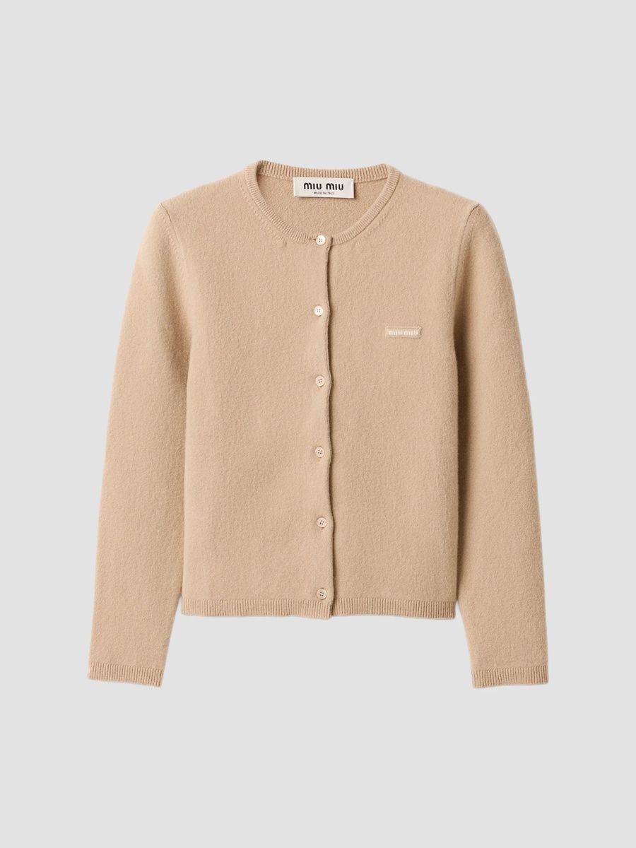 Miu Miu Women's Cashmere Cardigan - Beige Khaki - Size 4