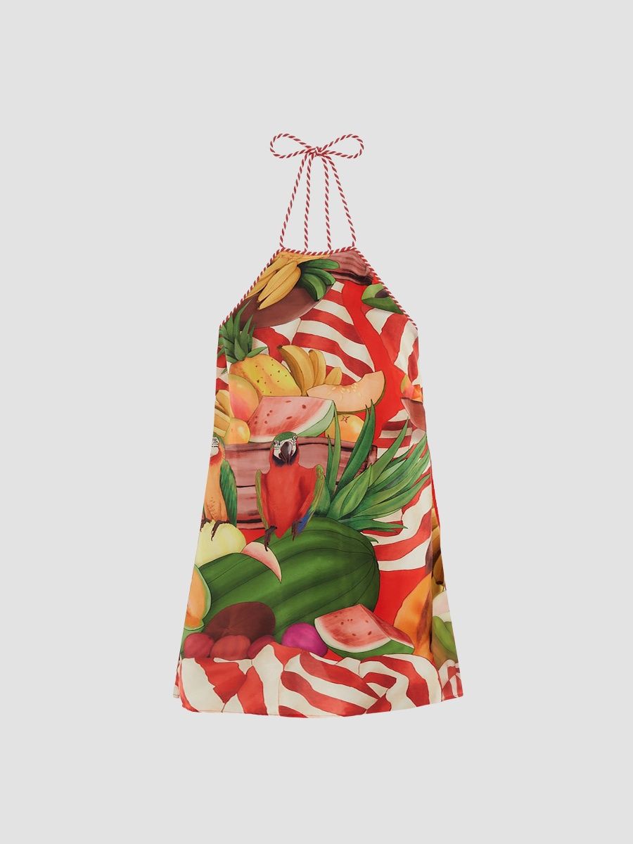 Farm Rio Women's Parrot Print Halter Mini Dress - Red - Size XS