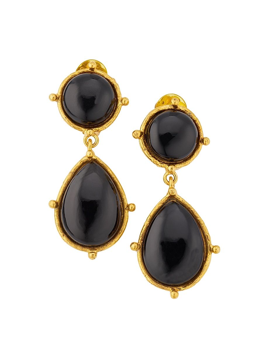 Women's 22K-Gold-Plated & Onyx Drop Earrings - Black