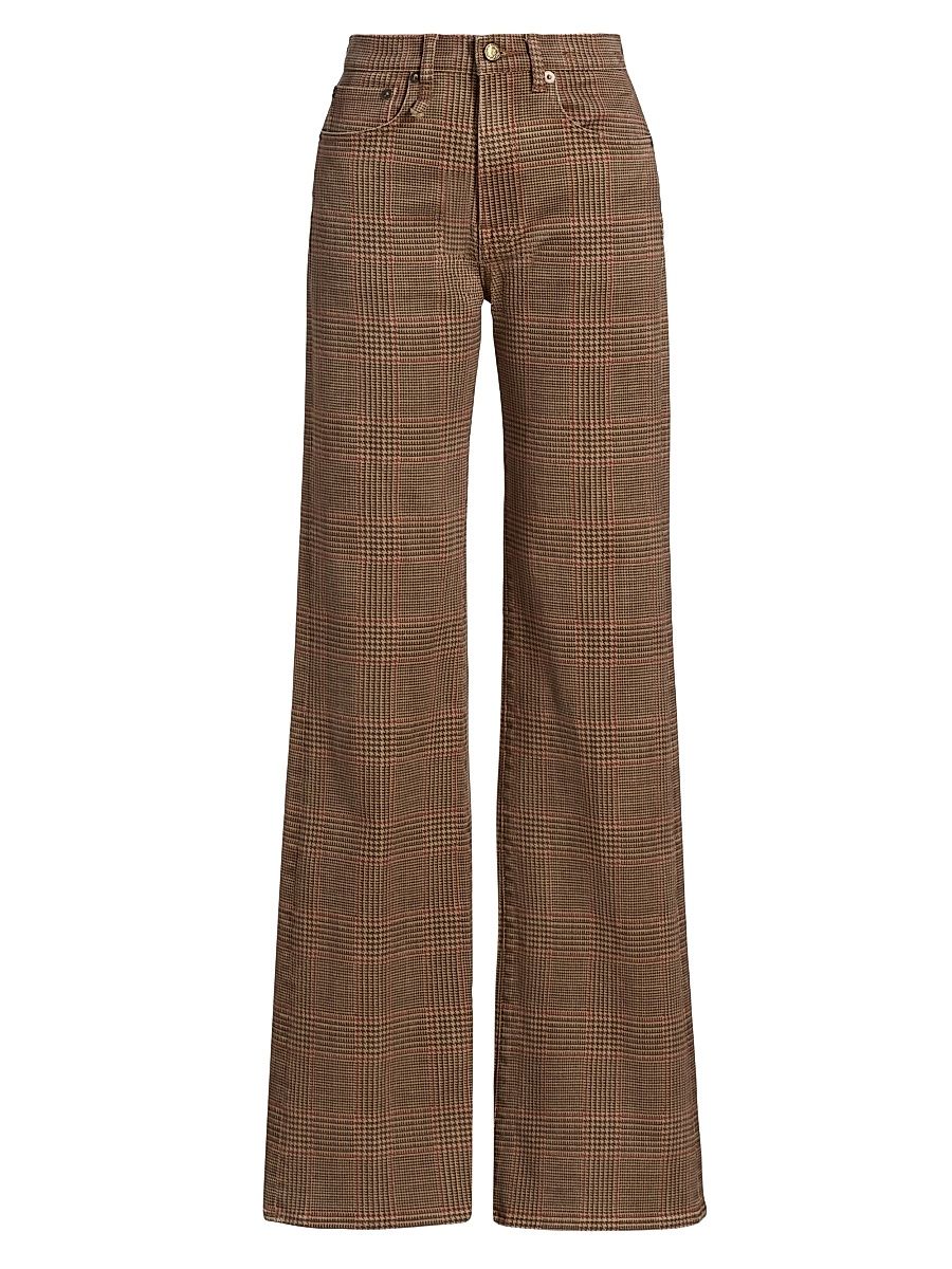 Women's Charlotte Plaid Wide-Leg Jeans - Brown Glenplaid - Size 30