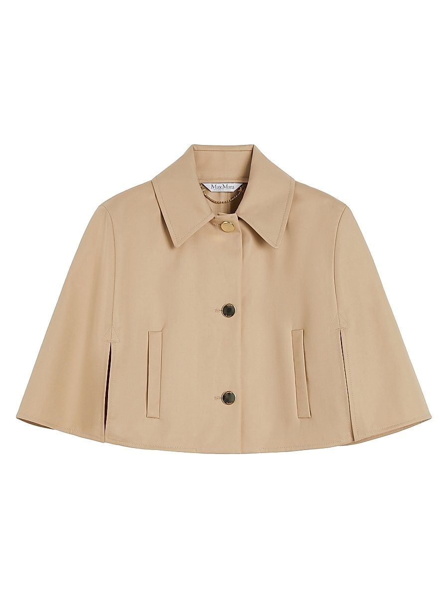 Women's Cropped Water Repellent Cotton Cloak - Sand - Size Large