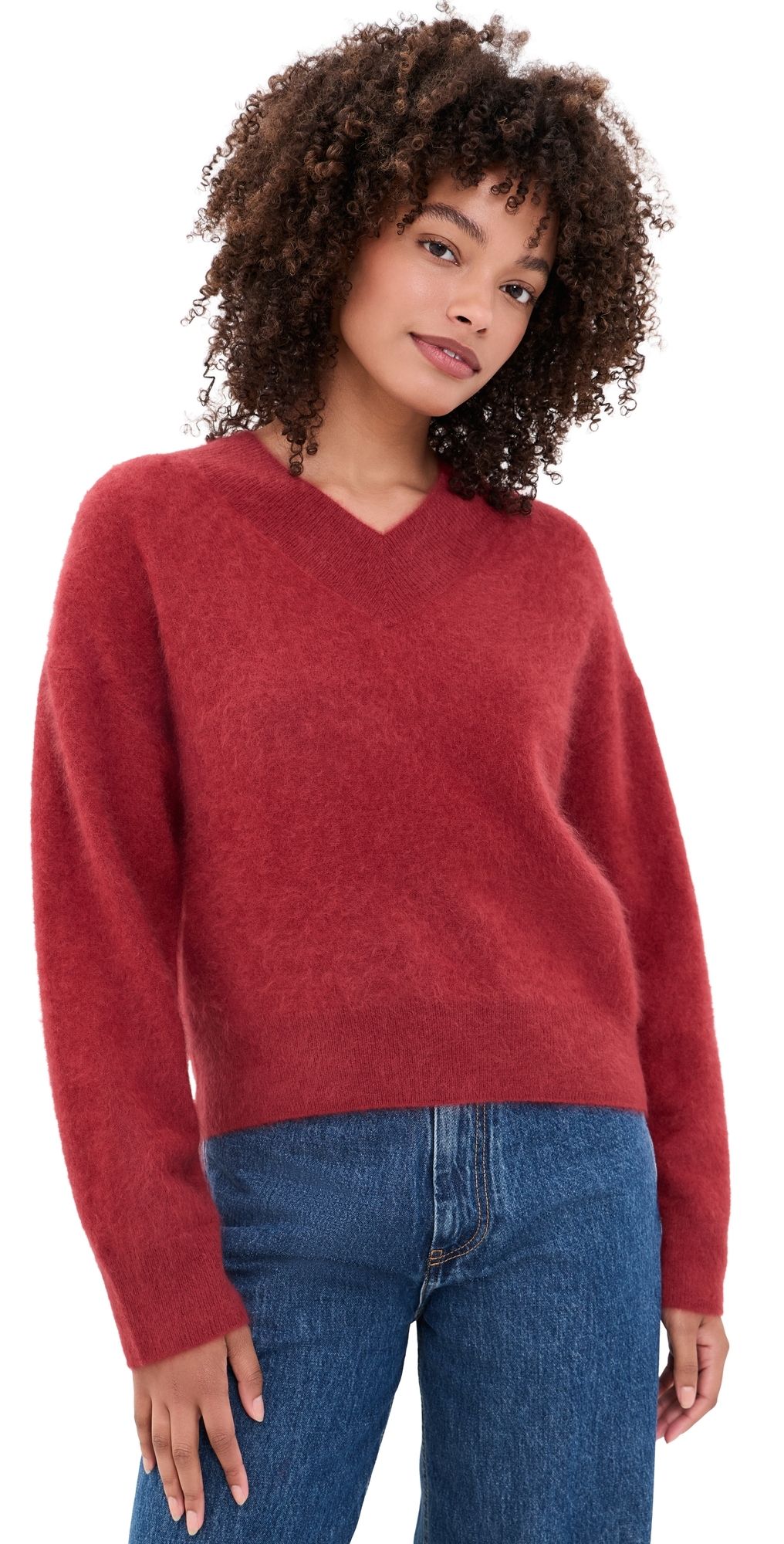 Guest in Residence Grizzly Double V Cashmere Sweater Carmine L