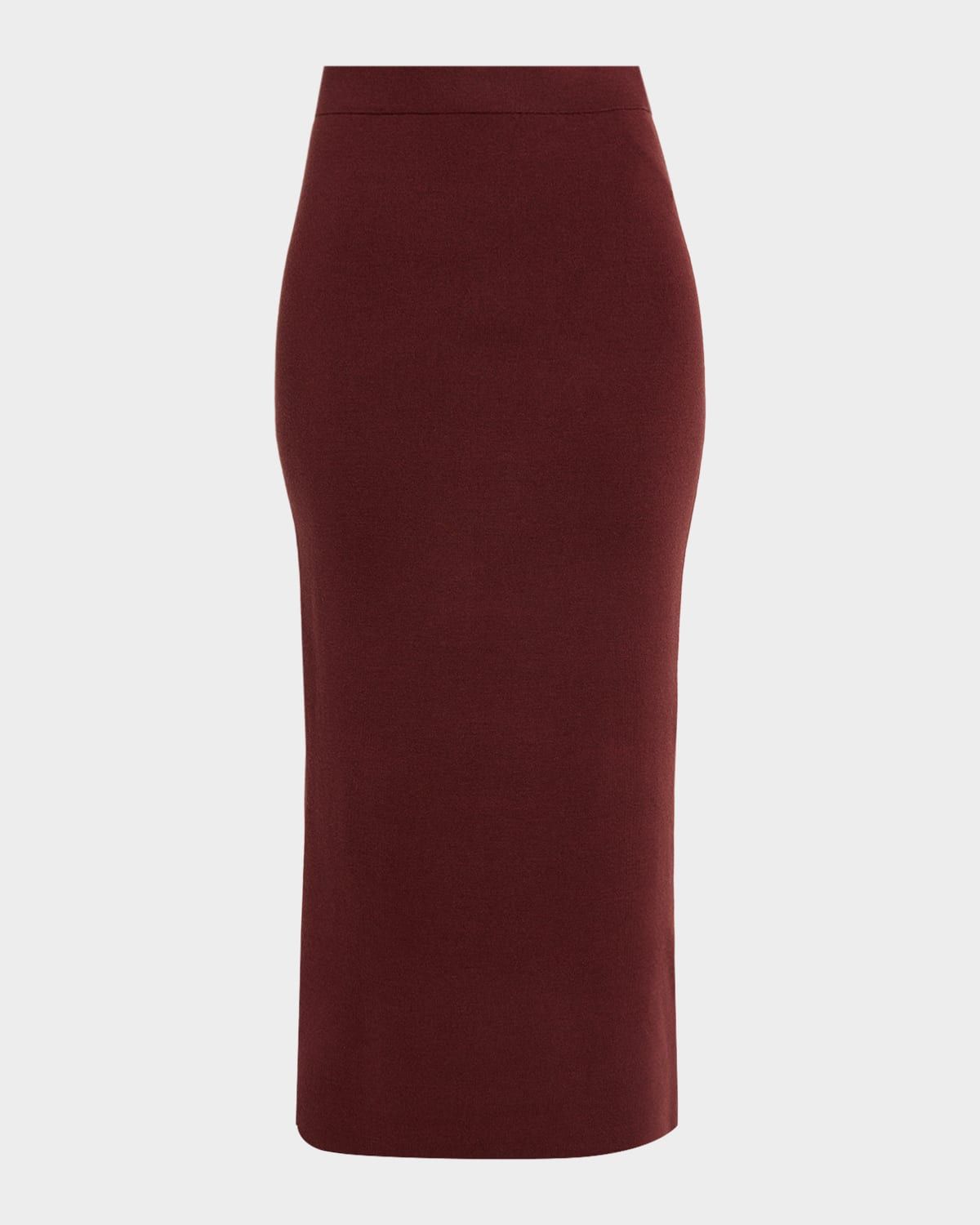 Essential Ease Wool-Silk Knit Midi Skirt