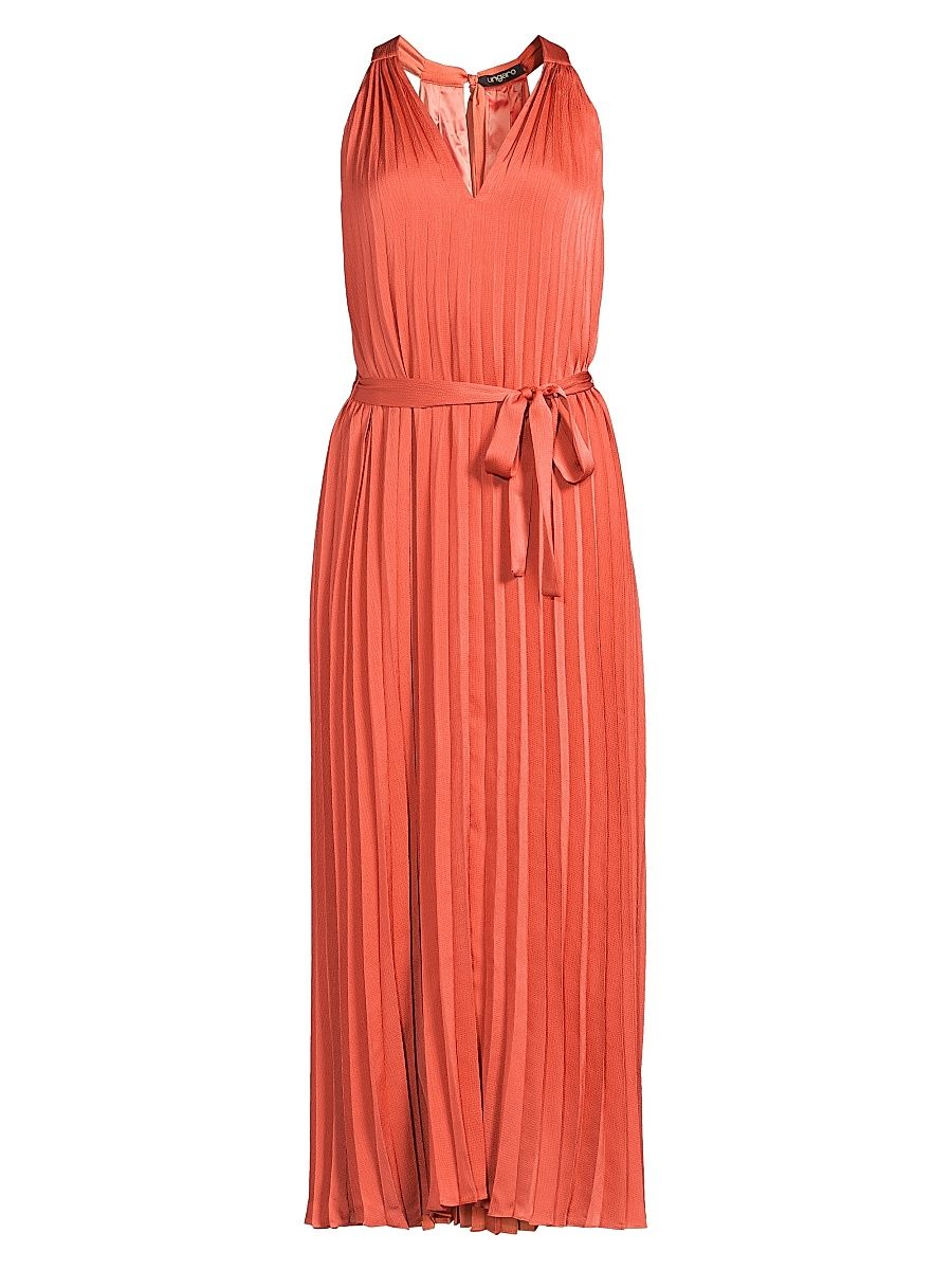 Women's Susan Accordion Pleated Satin Cocktail Dress - Ember - Size XXL