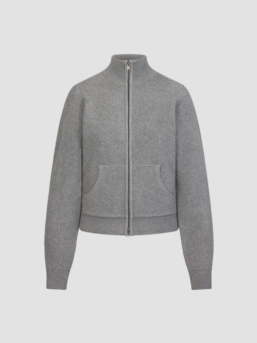 SKIMS Women's Knit Zip-Up Jacket - Dark Heather Grey - Size Large