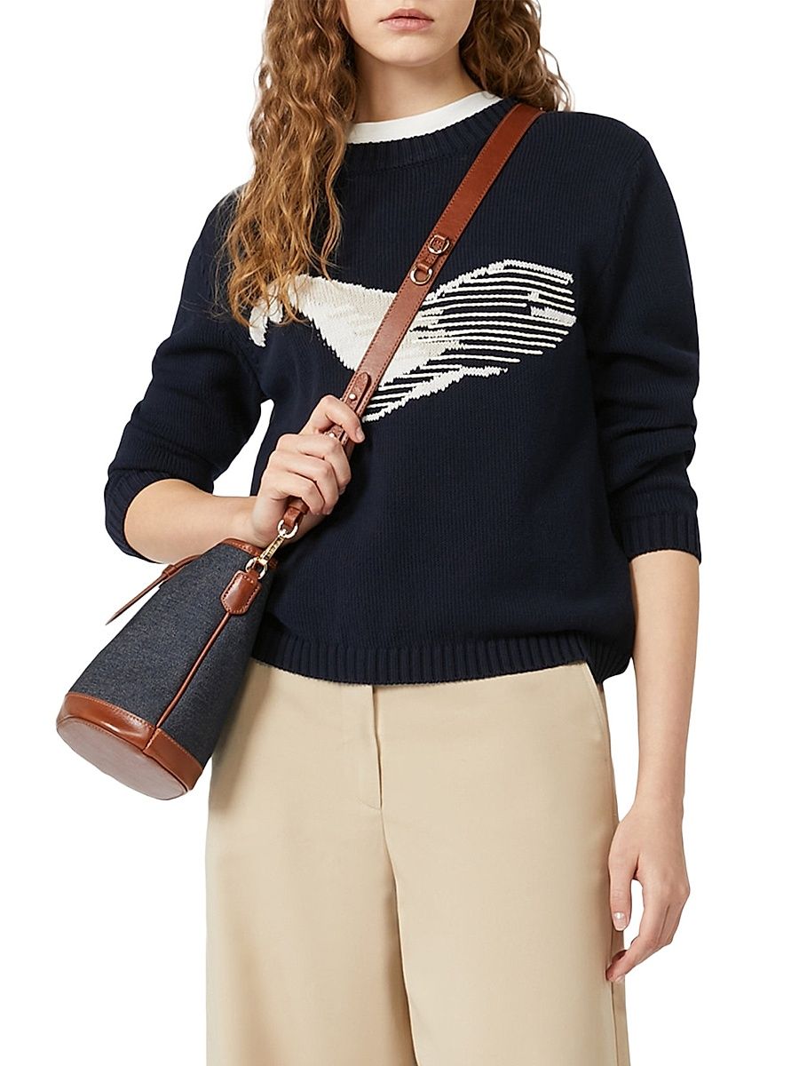 Women's Cotton Cordonnet Sweater - Navy Fish - Size XL