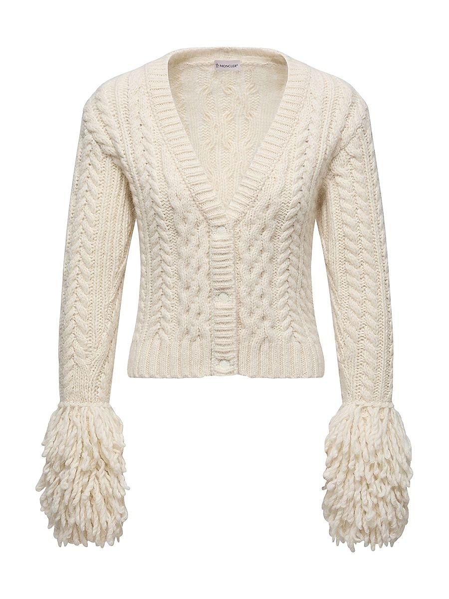 Women's Cardigan in Alpaca Blend - White Ivory - Size XL