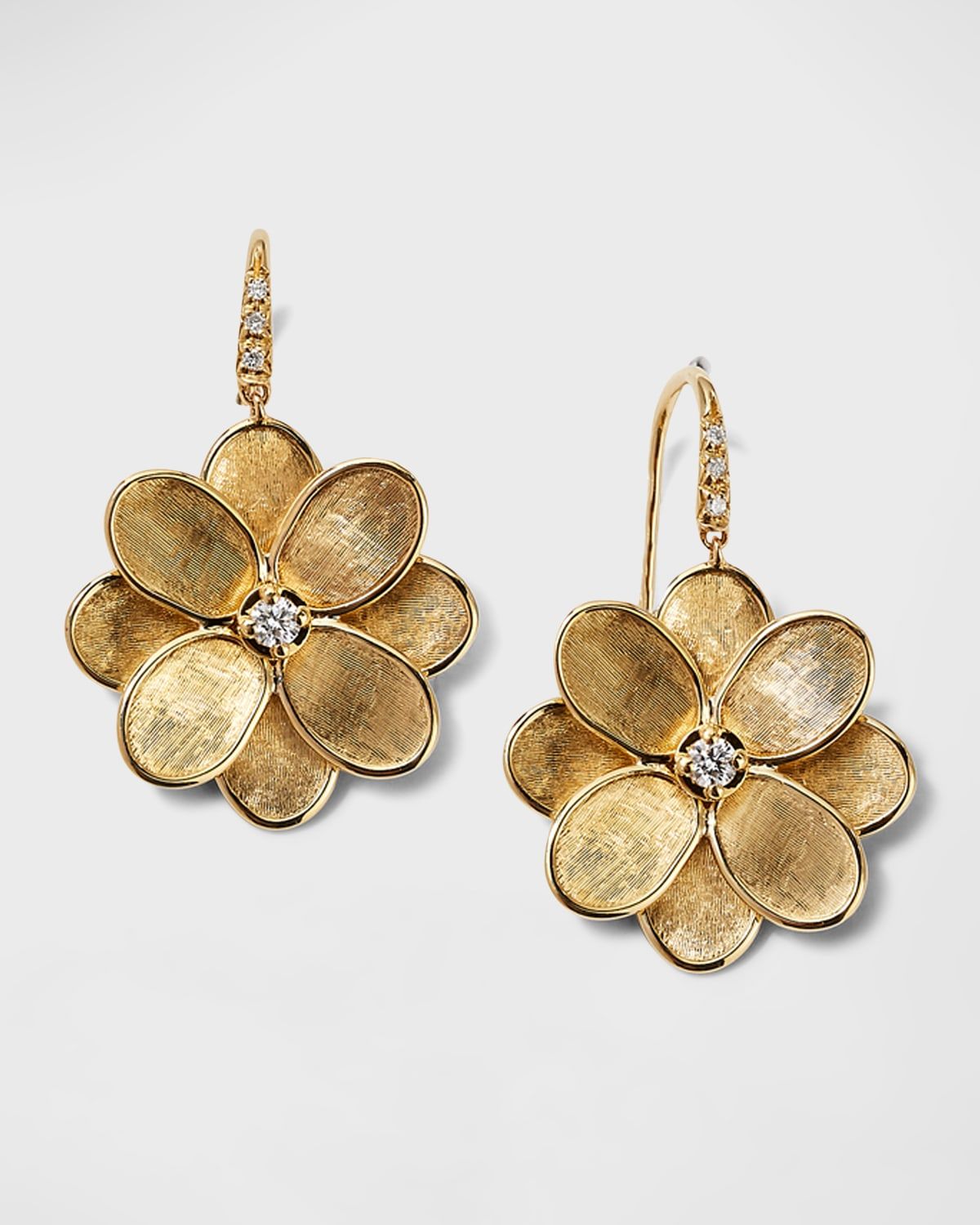 Petali 18K Flower Drop Earrings with Diamonds