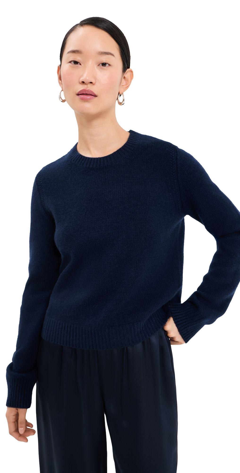 Sablyn Noa Shrunken Cashmere Crew Sweater Midnight Navy M