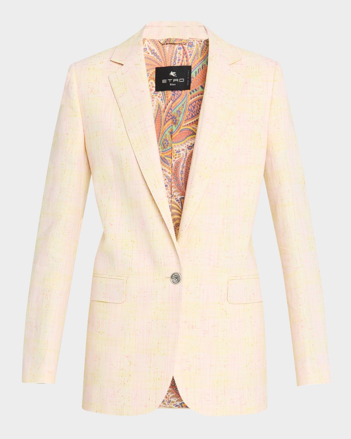 Iridescent Tweed Single-Breasted Jacket