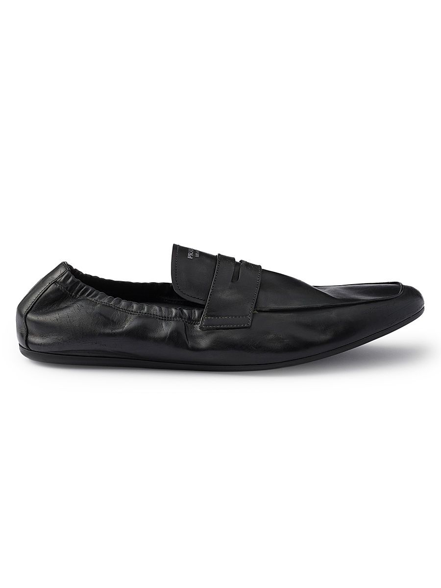 Men's Shuffle Antiqued Leather Loafers - Black - Size 12