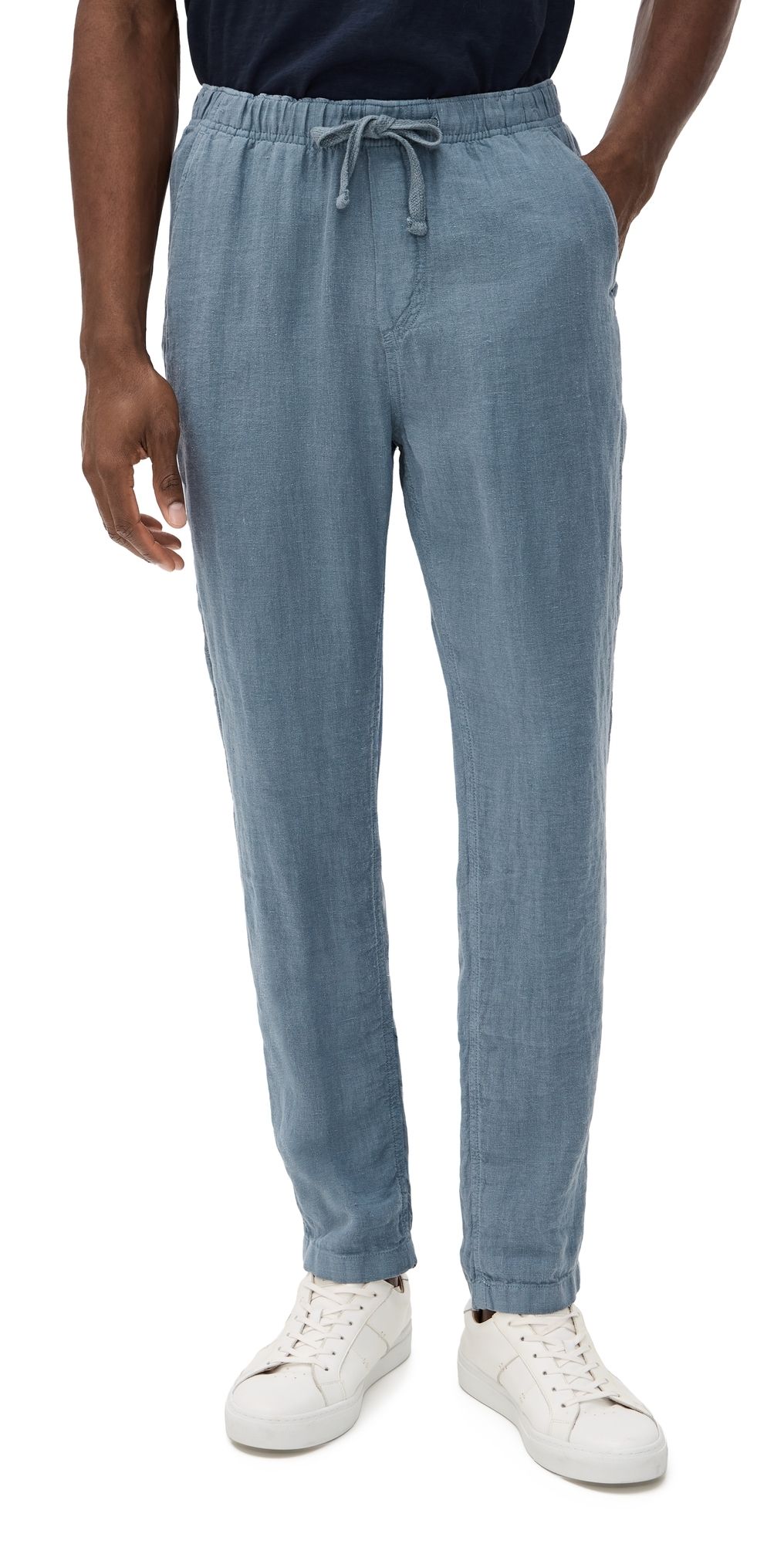 Faherty Linen Drawstring Pants Deep Marine M