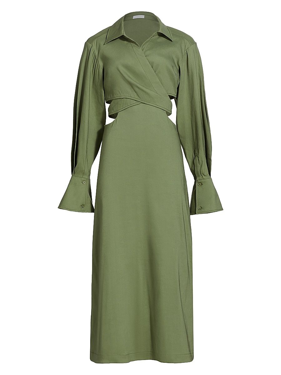 Women's Giulia Linen-Blend Wrap Maxi Dress - Verde - Size 0