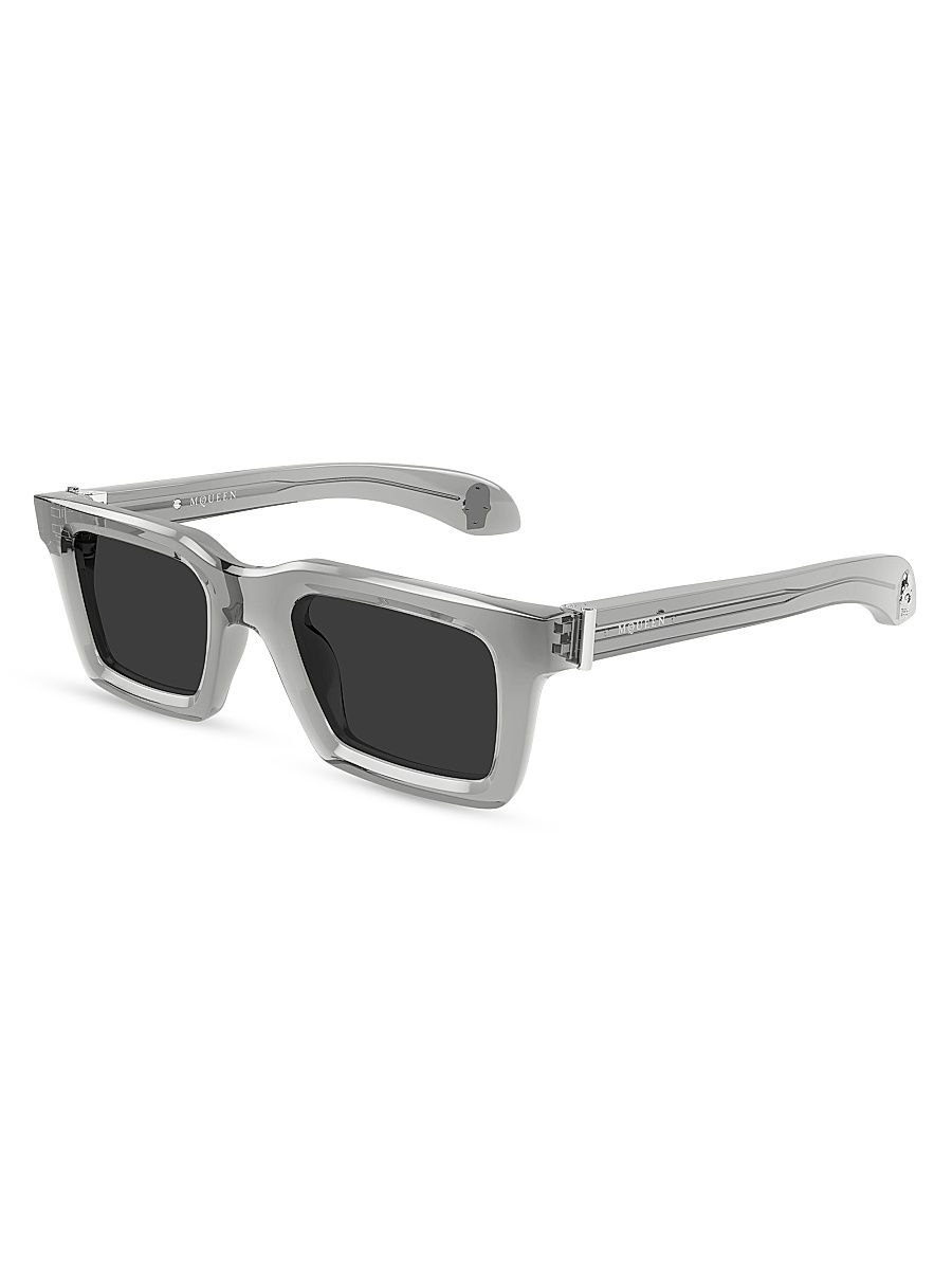 Men's Skull Hardware 50MM Square Sunglasses - Grey Black
