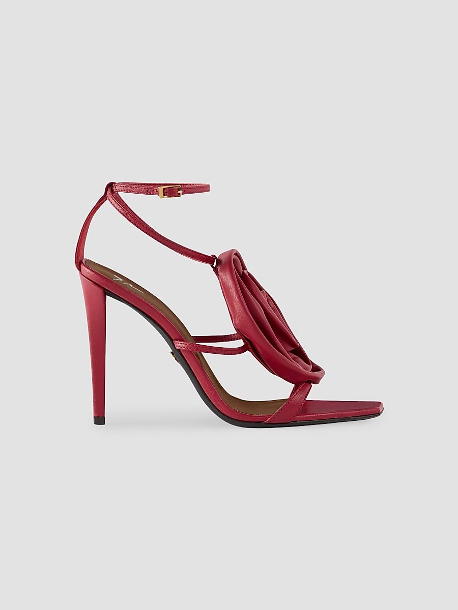 Women's 105MM Appliqué Leather Sandals - Passion Red - Size 12