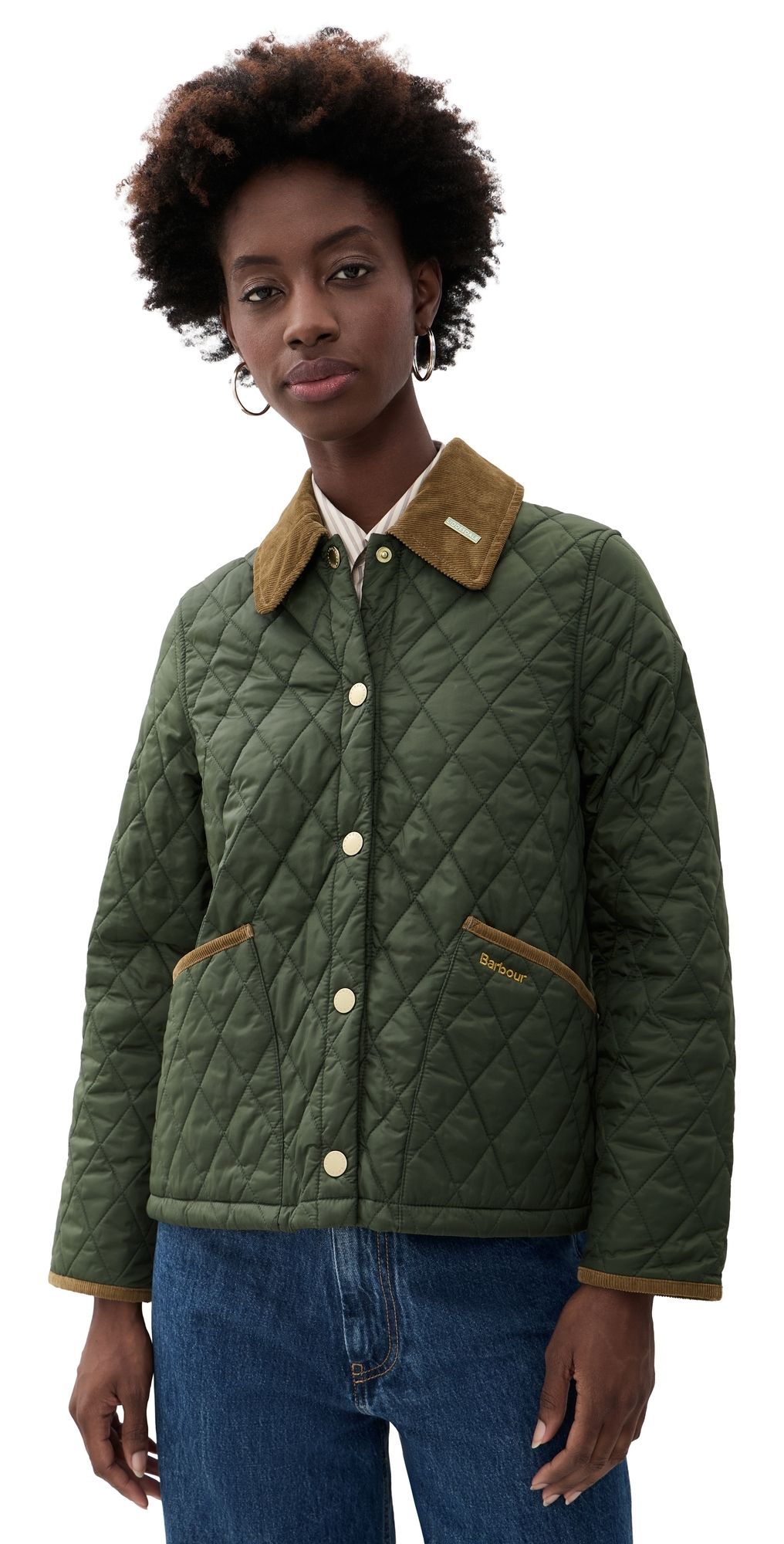 Barbour Cropped Liddesdale Quilted Jacket Olive/Classic 12