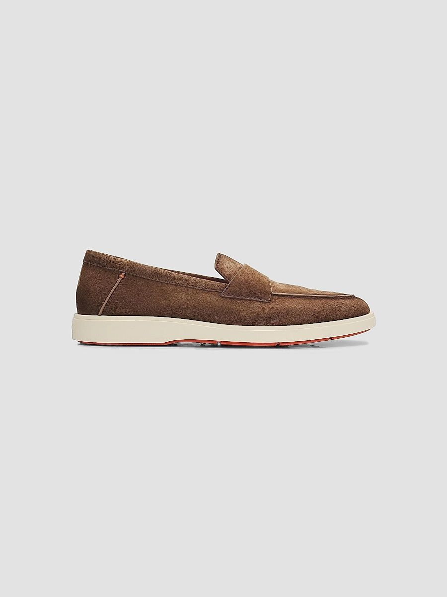 Santoni Men's Revolve Suede Loafers - Brown - Size 11