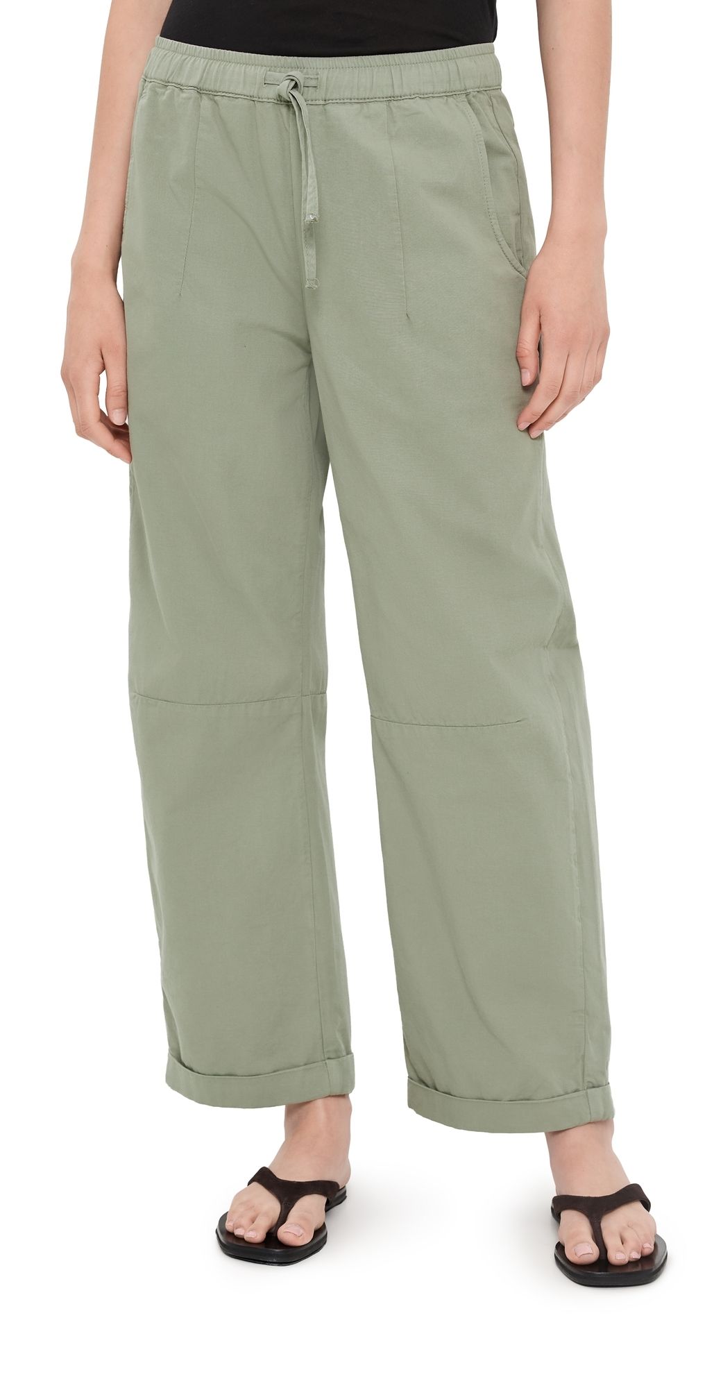 LE JEAN Mara Sateen Drawstring Pants Soft Sage 27
