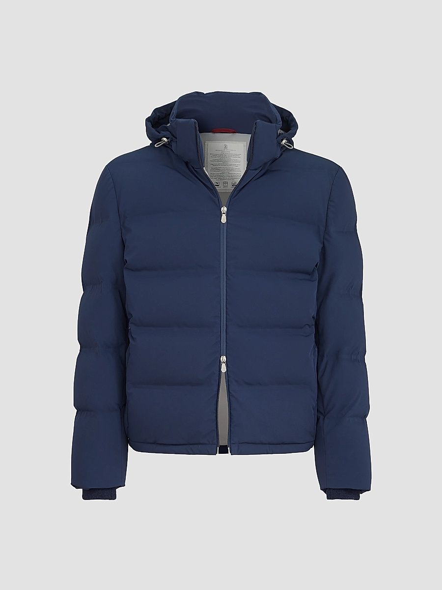 Men's Stretch Bonded Nylon Down Jacket with Heat-Bonded Seams - Blue - Size Large