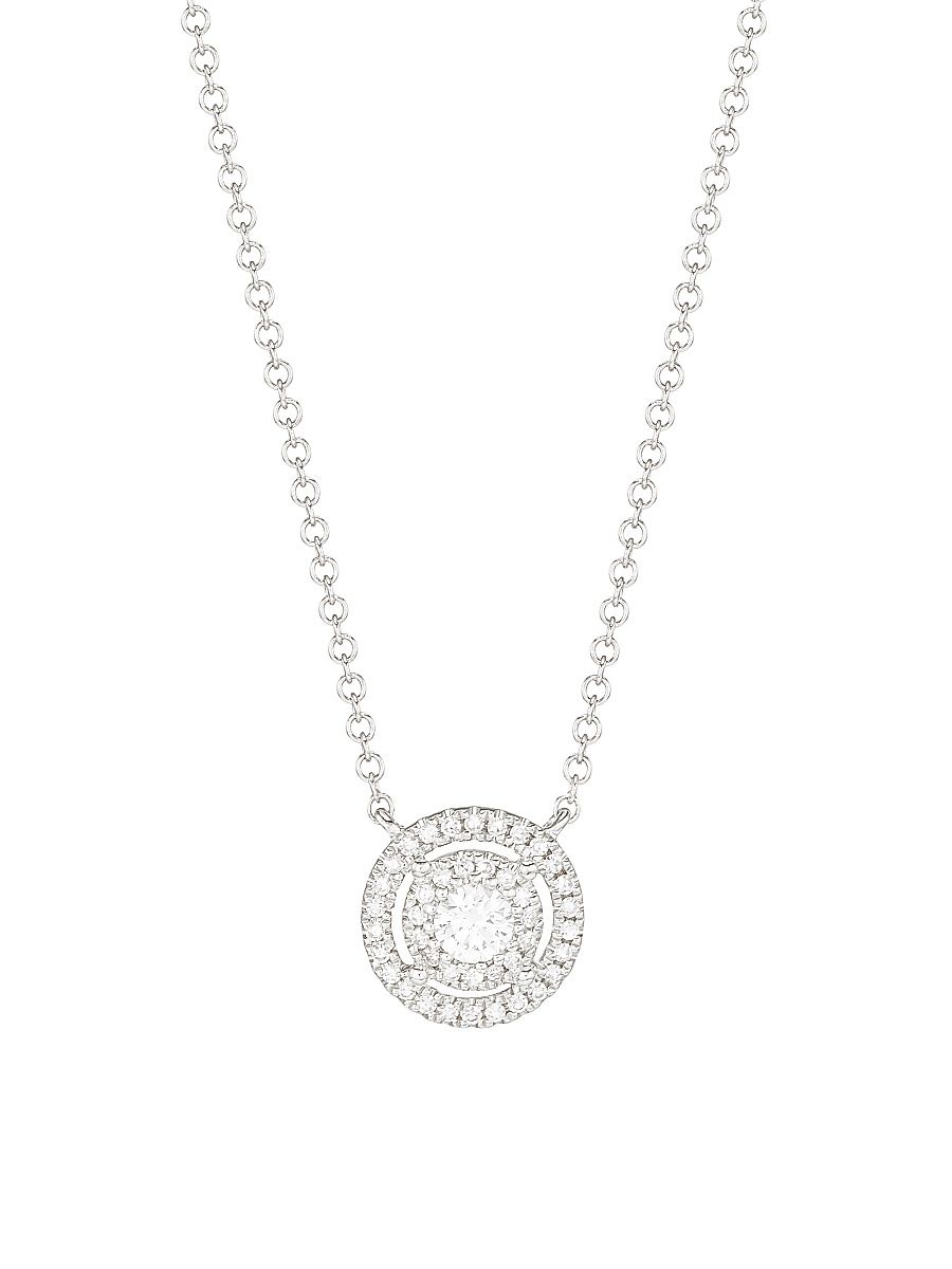 Women's 14K Gold & 0.22 TCW Diamond Round Pendant Necklace - White Gold