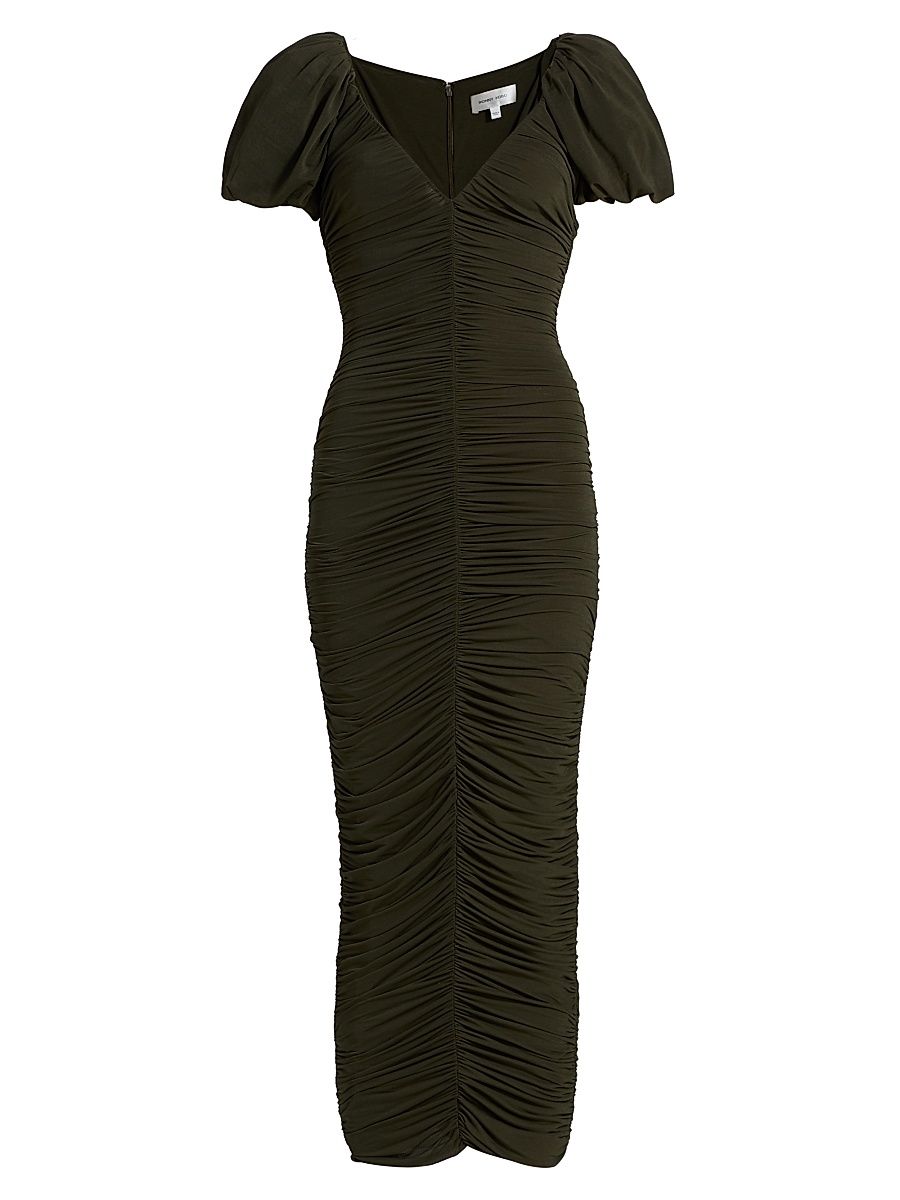 Women's Lupine Ruched Body-Con Maxi Dress - Grape Leaf - Size Large