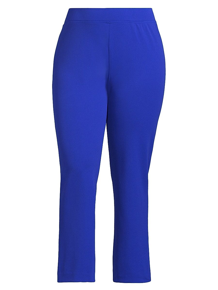Women's Plus Stretch Deco Crepe Straight-Fit Pants - Sapphire Sea - Size 28