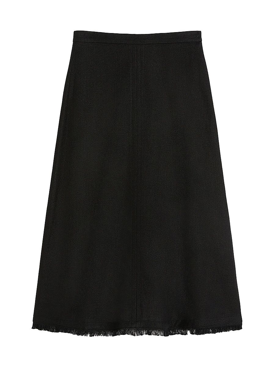 Women's Cotton and Linen Basketweave Skirt - Black - Size 14