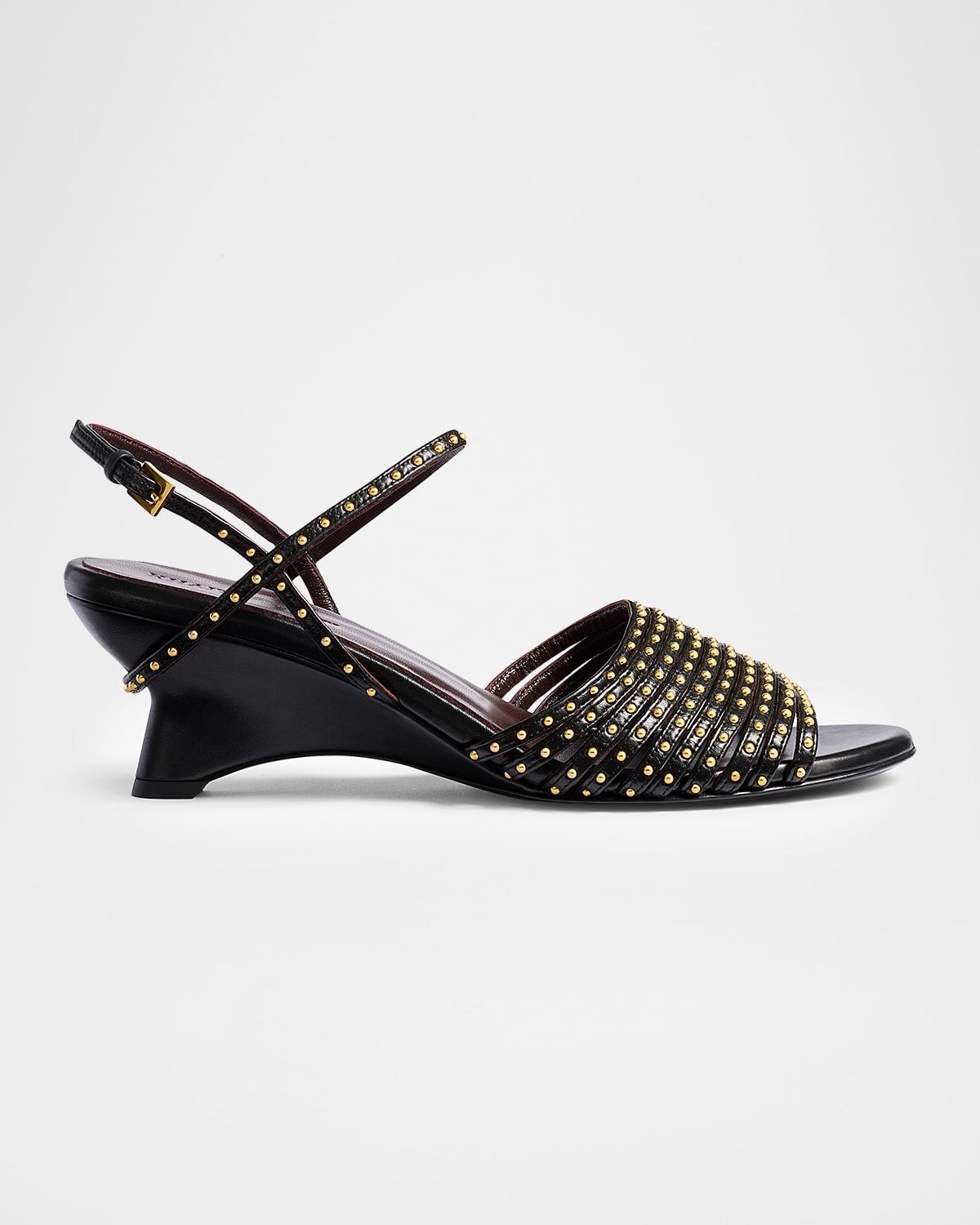 35mm Drew Studded Leather Comma-Heel Sandals