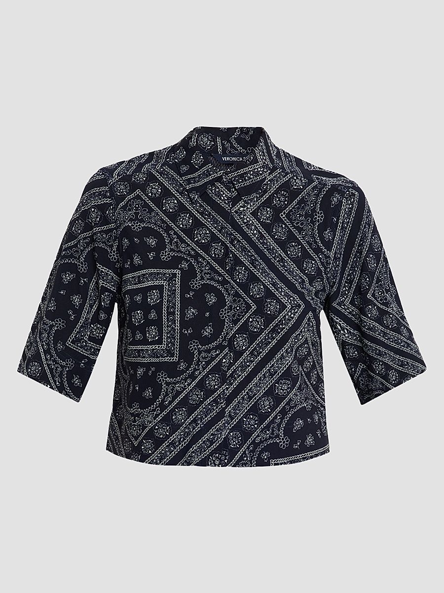 Women's Leandra Printed Top - Navy Dove - Size XL
